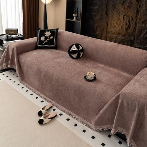 ZCXRYFL Couch üBerzug L/U-Form Sofabezug 1 2 3 4 Sitzer Chenille- Sofa ÜBerwurfe Decken Couch Chutz Mehrzweck-Sofa Decke FüR Haare Hund Katze Kratzer, Einfarbig Schlichter Stil(180X360cm,B) von ZCXRYFL