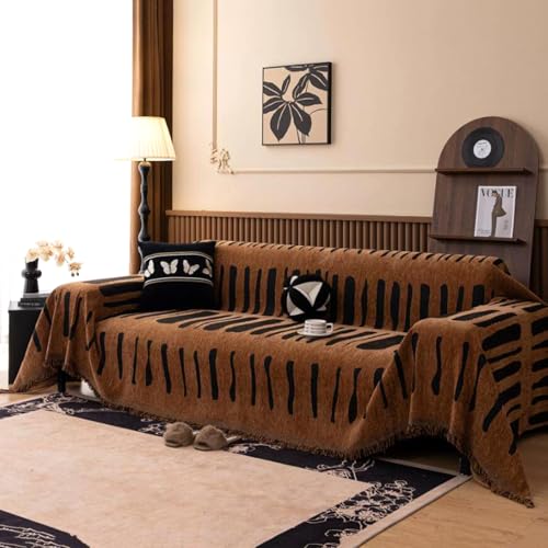 ZCXRYFL Couch üBerzug LuxuriöSe Sofa üBerwurf Decke Im Retro-Stil 1 2 3 4-Sitzer Sofabezug Groß Chenille Sofa üBerwurfe L-U-Form Ecksofa Deckenmit Quasten FüR Katzen Hunde(180X230cm,E) von ZCXRYFL
