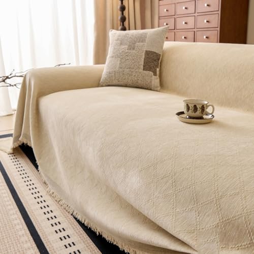 ZCXRYFL Einteiliger- Sofabezug 1/2/3/4 Sitzer Chenille Couch üBerzug L/U-Form Sofa üBerwurfe Decken Mehrzweck Sofa BezüGe Dekorative MöBelschutzdecke FüR Haare Hund Katze Kratzer(180X460cm,A) von ZCXRYFL