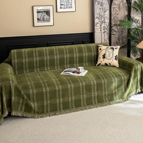 ZCXRYFL Home Sofa üBerwurfdecke L/U-Form GroßE Couch üBerzug 1/2/3/4 Sitzer Chenille Sofabezug Multifunktional Sofa üBerwurfe Decken FüR Haustiere Haare Kinder Hund Katze Kratzer(180X360cm,Green) von ZCXRYFL