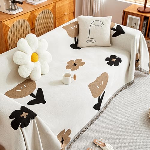 ZCXRYFL L/U-Form Couch üBerzug Chenille- Sofa üBerwurfdecke Hause- Sofabezug 1 2 3 4 Sitzer Sofa Chutz Mehrzweck-Sofa Decken FüR Lounge-Sessel Cat Rebellion, Boho-Stil(180X130cm,Coffee) von ZCXRYFL