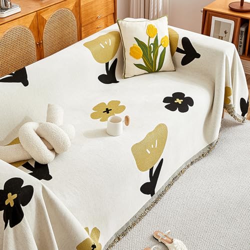 ZCXRYFL L/U-Form Couch üBerzug Chenille- Sofa üBerwurfdecke Hause- Sofabezug 1 2 3 4 Sitzer Sofa Chutz Mehrzweck-Sofa Decken FüR Lounge-Sessel Cat Rebellion, Boho-Stil(180X460cm,Yellow) von ZCXRYFL