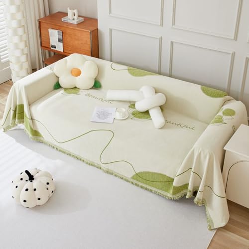 ZCXRYFL L/U-Form Sofabezug 1 2 3 4 Sitzer Chenille Couch üBerzug LuxuriöSer Sofa üBerwurfdecke Sofa Chutz Mehrzweck Sofa Decken FüR Haare Hund Katze Kratzer, Waschbar(180X300cm,Green) von ZCXRYFL