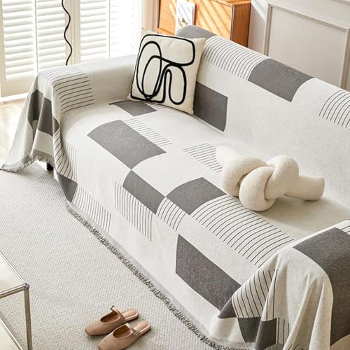 ZCXRYFL LuxuriöSer Sofabezug– A/B Wendbar 1 2 3 4 Sitzer Chenille Couch üBerzug L/U-Form Sofa üBerwurfdecke Sofa Chutz Mehrzweck Sofa Decken FüR Katze Kratzer, Waschbar(180X260cm,Grey) von ZCXRYFL