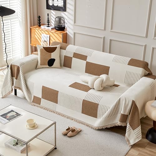 ZCXRYFL LuxuriöSer Sofabezug– A/B Wendbar 1 2 3 4 Sitzer Chenille Couch üBerzug L/U-Form Sofa üBerwurfdecke Sofa Chutz Mehrzweck Sofa Decken FüR Katze Kratzer, Waschbar(180X260cm,Khaki) von ZCXRYFL