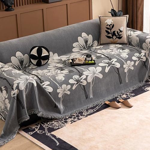 ZCXRYFL Luxus-Sofa üBerwurfdecke 1 2 3 4-Sitzer Chenille-Sofabezug Rebellische Katze Couch Sitzkissen üBerzug FüR L U Form Strand Camping Nickerchen Chaiselongue Decken(180X130cm,Grey) von ZCXRYFL
