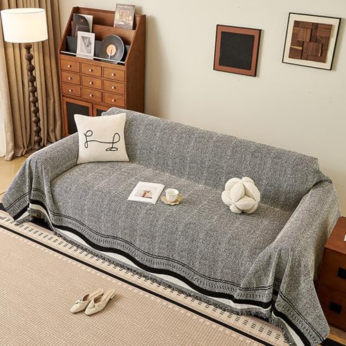 ZCXRYFL Luxus-SofaüBerwurf FüR Zuhause L/U-Form Sofabezug 1/2/3/4 Sitzer Chenille Couch üBerzug Vielseitige Sofa Decke FüR Haustiere Haare Kinder Hund Katze Kratzer, Waschbar(180X380cm,Black) von ZCXRYFL