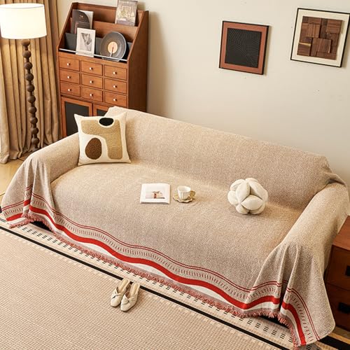 ZCXRYFL Luxus-SofaüBerwurf FüR Zuhause L/U-Form Sofabezug 1/2/3/4 Sitzer Chenille Couch üBerzug Vielseitige Sofa Decke FüR Haustiere Haare Kinder Hund Katze Kratzer, Waschbar(180X380cm,Red) von ZCXRYFL