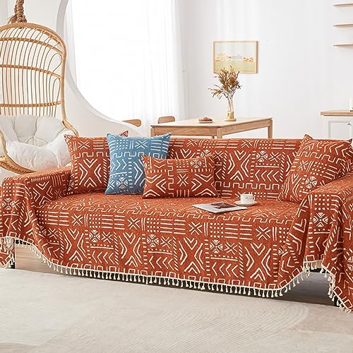 ZCXRYFL Sofa Decken 1 2 3 4-Sitzer Sofa üBerwurfe Mehrzweck Sofabezug L Form Chenille-Couch üBerzug MöBelschutz Sofa üBerwurf Decke FüR Rebellische Katzen Hunde(180X200cm,Red) von ZCXRYFL
