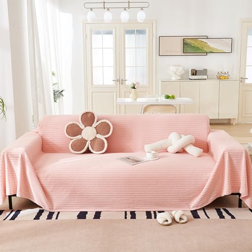 ZCXRYFL Sofa üBerwurf Decken 1 2 3 4-Sitzer Baumwollsamt Sofabezug L U-Form/Ecksofa Rutschfester Couch üBerzug Maschinenwaschbarer MöBel Dekorative Decke FüR Alle Jahreszeiten(180X230cm,Pink) von ZCXRYFL