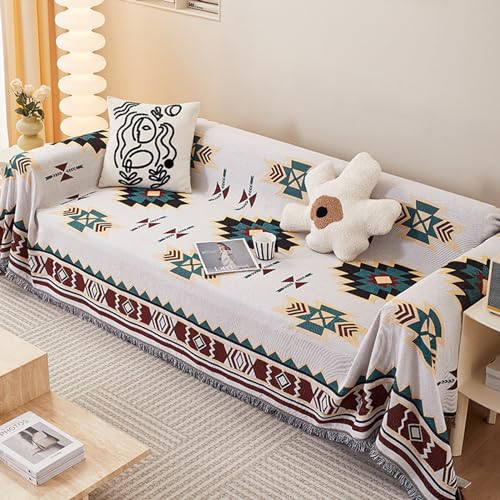 ZCXRYFL Sofa üBerwurfdecke 1/2/3/4-Sitzer Luxus Sofabezug L/U Form Universeller Couch BezüGe Weicher Chenille-Sofabezug Mit Quasten Mehrzweck üBerwurfe Decken FüR Picknick Tischdecke(180X380cm,F) von ZCXRYFL