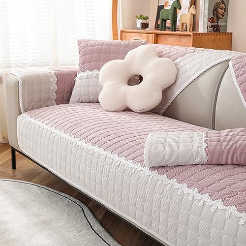 ZCXRYFL SofaüBerwurfe 1 2 3 4-Sitzer Sofabezug Rutschfester Sofaschoner L/U-Eck-Universal Couch üBerzug Katzen Und Hunde Schutzunterlage Wohnzimmerteppich Baby-Krabbeldecke(90X210cm,Pink 2) von ZCXRYFL