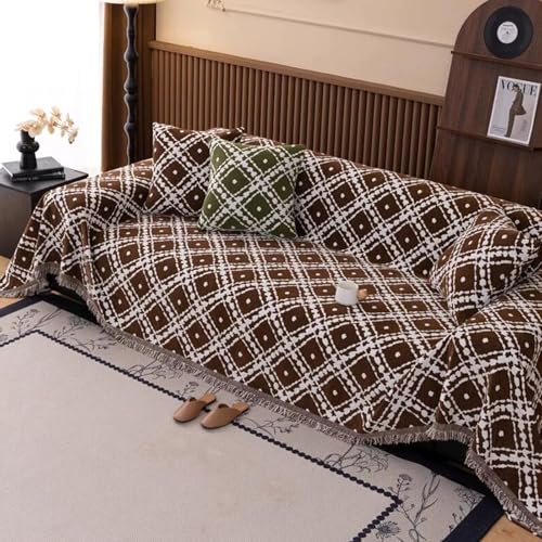 ZCXRYFL Universal Sofa üBerwüRfe 1 2 3 4-Sitzer Sofabezug L Form Eckcouch Sofa Abdeckung Weicher Chenille Bauernhausstil Sofa üBerwurfdecke FüR Katzen Hunde Rebellische(180X360cm,Coffee) von ZCXRYFL