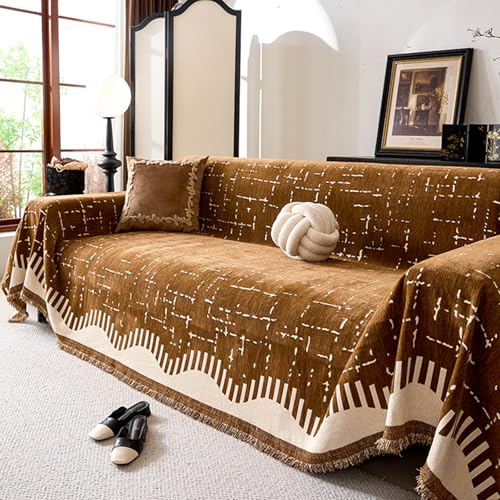 ZCXRYFL Weicher Sofa ÜBerwurfdecke Chenille Wohndecke L/U-Form Couch üBerzug Ecksofa GroßE Sofabezug 1 2 3 4 Sitzer Sofa ÜBerwurfe FüR BüRo Nickerchen, Waschbar(180X180cm,Coffee) von ZCXRYFL