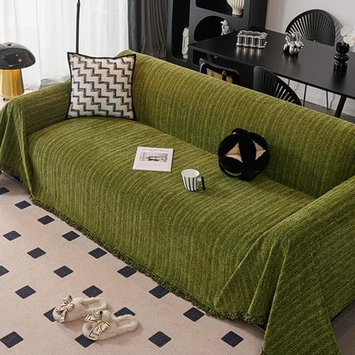 ZCXRYFL Zuhause Sofa üBerwurf Decke L/U-Form Sofabezug 1/2/3/4 Sitzer Chenille Couch üBerzug Sofa Chutz Mehrzweck-Sofa Decke FüR Hund Katze Kratzer, Lavabile, Stile Semplice(180X300cm,Green) von ZCXRYFL