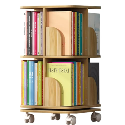 2/3/4Tier Rotating Bookshelf 360 ° Display Stackable Spinning Bookshelf Tower Bedroom Study Room Living Room Easy to Move (Color : Wood Color, S : 74 * 40cm) von ZCY HOME