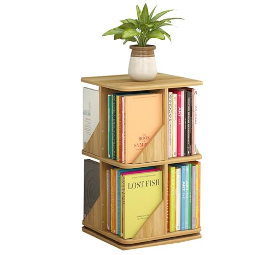 2/3/4Tier Rotating Bookshelf Children's Bookshelf 360 ° Display Stackable Spinning Bookshelf Tower platzsparend Multi-Szenario Anwendung (Color : Wood Color, S : 2-Storey) von ZCY HOME