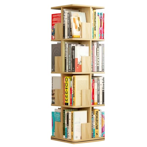 2/3/4Tier Rotating Bookshelf Kinderbuchregal 360 ° Display Stackable Spinning Bookshelf Tower Schlafzimmer Study Room Living Room Bookshelf Organizer (Color : Weiß, S : 4-Storey) von ZCY HOME