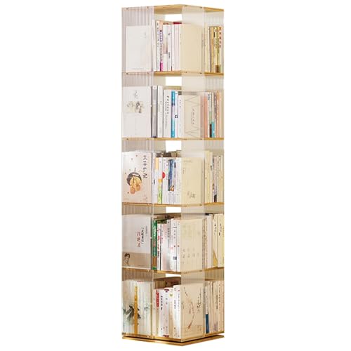 3/4/5Tier Rotating Bookshelf Bamboo Children's Study Bookshelf Acrylic Transparent Bookcase Suitable for Living Room Bedroom Study Classroom (Color : Clear, S : 153 * 34cm) von ZCY HOME