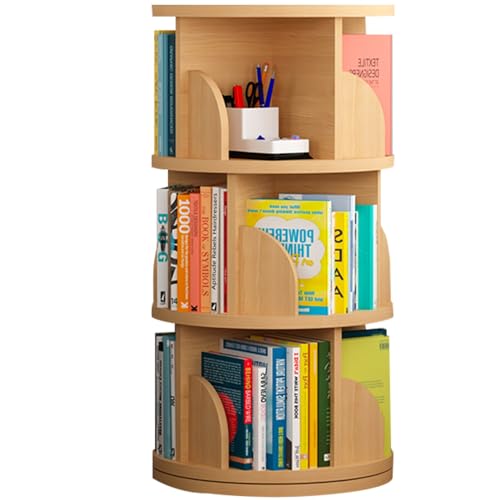 3/4Tier Rotating Bookshelf Kinderbuchregal 360 ° Display Stackable Spinning Bookshelf Tower Schlafzimmer Arbeitszimmer Wohnzimmer Multi-Szenario Anwendung (Color : Wood Color, S : 95 * 46cm) von ZCY HOME
