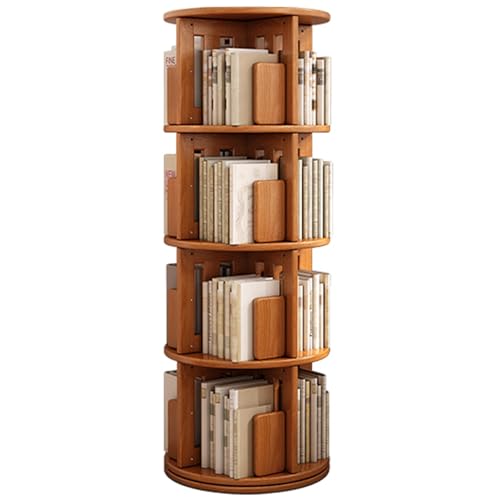 360°Drehbares Bücherregal Kinderregal aus Massivholz Mehrschichtregal Geeignet für Wohnzimmer Schlafzimmer Büro Arbeitszimmer (Color : Cherry Wood Colour, S : 161 * 45cm) von ZCY HOME