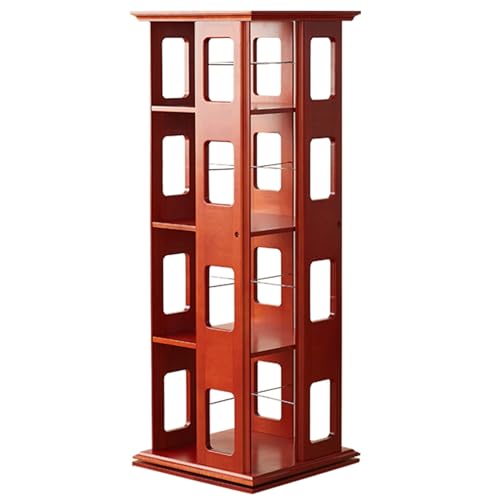 360° drehbares Bücherregal Mehrstöckiges Kinderbuchregal aus Massivholz hohe Belastbarkeit Geeignet für Wohnzimmer Schlafzimmer Arbeitszimmer Büro Klassenzimmer (Color : Red, S : 120 * 40cm) von ZCY HOME