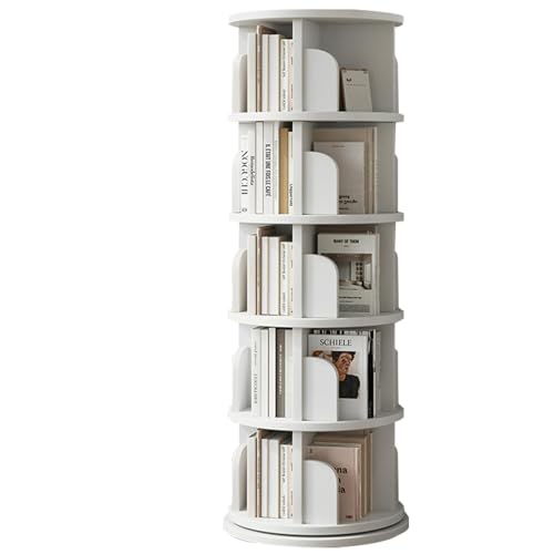 360° drehbares Bücherregal Student Study Bookshelf Light Luxury Bookshelf Home Floor Shelf Geeignet für Wohnzimmer Schlafzimmer Eingangsbereich Klassenzimmer Büro etc platzsparend (Color : Weiß, S : von ZCY HOME