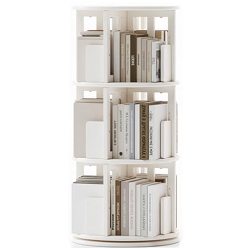 360° drehbares Massivholz-Bücherregal Bodenstehendes Bücherregal Platzsparend Einfach zu benutzen Geeignet für Wohnzimmer Schlafzimmer Arbeitszimmer Teestube Büro etc (Color : Weiß, S : 98 * 45cm) von ZCY HOME