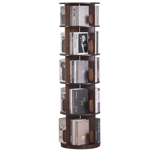 4/5/6 Tier Rotating solid Wood Bookshelf high Corner Children's Bookshelf Floor Standing Bookshelf for Living Room Bedroom Office Brown Wood Colour White (Color : Brown, S : 5-Storey) von ZCY HOME