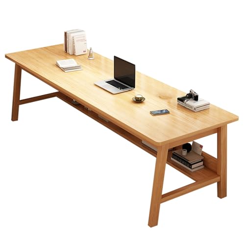 Computertisch aus Holz Ergonomisch gestalteter Studiertisch Familien-Esstisch Breite Tischplatte Stabile, tragfähige Doppelstock-Konstruktion Geeignet für eine Vielzahl von Anwendungen (Color : Wood von ZCY HOME
