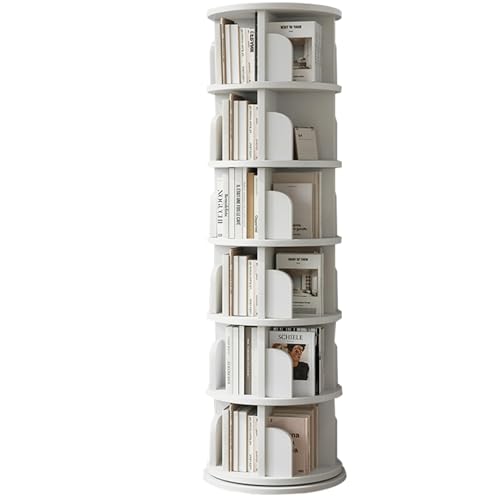 Drehbares Bücherregal, BuchaufbewahrungMehrstöckiges Bücherregal für einfachen Zugang zu KinderbüchernKinderbuchregal, perfekt für die Aufbewahrung im Kinderzimmer (Color : Weiß, S : 6-Storey) von ZCY HOME