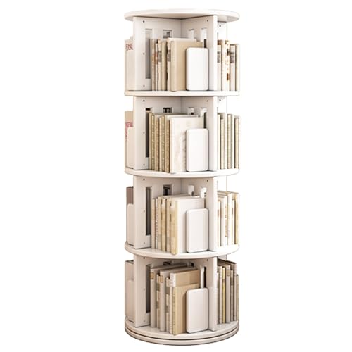 Drehbares Bücherregal Kinderbuchregal aus Massivholz Standregal Geeignet für Wohnzimmer Schlafzimmer Büro Arbeitszimmer (Color : Weiß, S : 130 * 45.5cm) von ZCY HOME