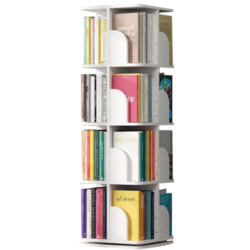 Drehbares Bücherregal Kinderdrehbares Bücherregal für den Heimgebrauch Geeignet für Wohnzimmer Schlafzimmer Arbeitszimmer Büro (Color : Weiß, S : 132 * 40cm) von ZCY HOME