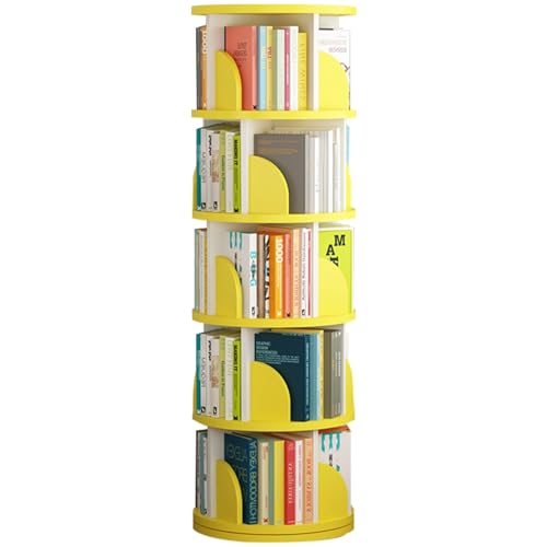 Drehbares Bücherregal Stapelbares drehbares Bücherregal Turm Kinder-Lern-Bücherregal Geeignet für Wohnzimmer Schlafzimmer Studie Büro (Color : Gelb, S : 157 * 46cm) von ZCY HOME