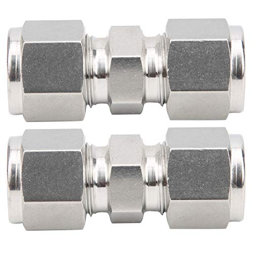 316 Stainless Steel Compression Fitting | Double Ferrule Tube Adapter for Liquid/Gas/Oil | 1000 PSI High Pressure Tolerance, 2Pcs Straight Connector (F10) von ZCZDHNA