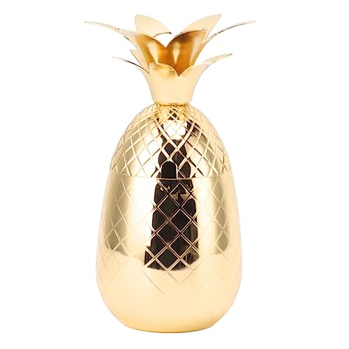 Ananas -Cocktail Shaker 500ml | Edelstahlstangenwerkzeuge mit Sieb | Cocktailmixer für Home Bar/Party/Geschenke | Lecksicher und nicht korrodieren (Gold) von ZCZDHNA