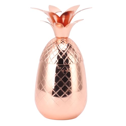 Ananas -Cocktail Shaker 500ml | Edelstahlstangenwerkzeuge mit Sieb | Cocktailmixer für Home Bar/Party/Geschenke | Lecksicher und nicht korrodieren (Rose Gold) von ZCZDHNA