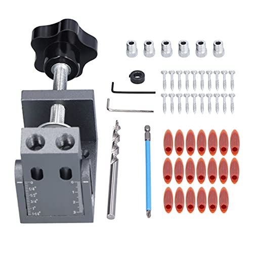 Pocket Hole Jig 52Pcs Kit | 15 Degree Adjustable Drilling Locator | Aluminum Alloy Positioner for Woodworking/Drawer Assembly/Wardrobe | Auto - Tightening Clamp Pocket Hole Jig 52Pcs Kit | 15 Degree Adjustable Drilling Locator | Aluminum Alloy Positioner for Woodworking/Drawer Assembly/Wardrobe | Auto - Tightening Clamp von ZCZDHNA