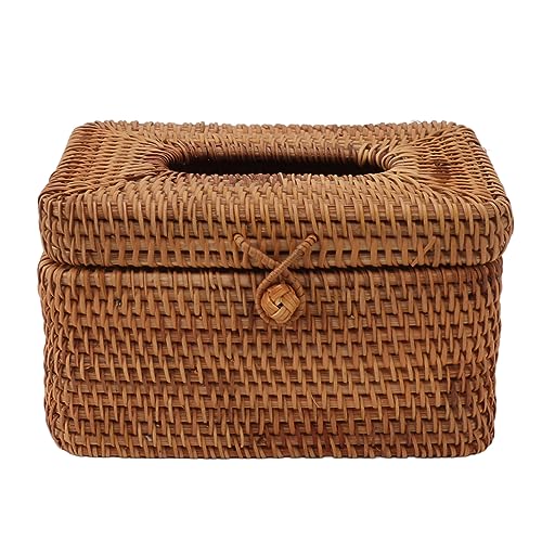 Rattan Tissue Box Cover | Plant - Based Woven Rectangular Holder for Bathroom/Bedroom/Living Room | Handmade Organizer for Countertop, Car & Office (Short) von ZCZDHNA
