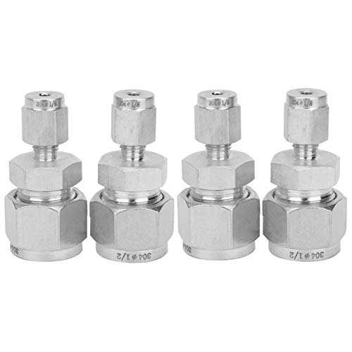 Stainless Steel Compression Fitting 4Pcs | 304 SS Double Ferrule Tube Adapter | Leak - Proof Straight Connector for Water/Gas/Oil Pipes | Easy Installation & Tarnish Tolerant (F1 / 8-F1 / 2) von ZCZDHNA