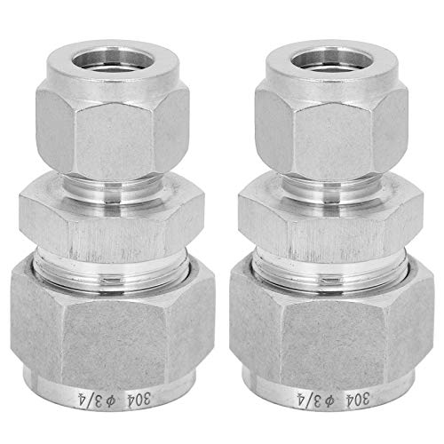 Stainless Steel Compression Tube Adapter | 304 SS Double Ferrule Reducer Union for Water/Gas/Oil Pipes | 2Pcs Straight Adapter Fittings (F1 / 2-F3 / 4) von ZCZDHNA