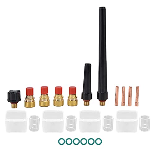 TIG -Schweißfackelkit 21PCS | 300A Copper Collets & Glasbecher für WP - 9/20/25 | Ersatzteile der Verbrauchsmaterialien mit Aufbewahrungsbox schweißen von ZCZDHNA