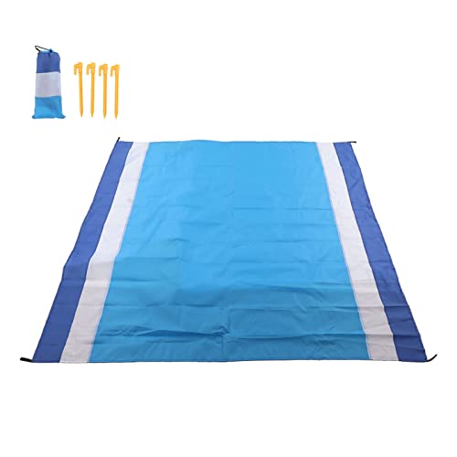 ZCZDHNA Picnic Blanket Protective Sand - Protective | Oversized 200x210cm for 6-8 People | Portable Foldable Beach Mat for Camping/Travel/Outdoor Concerts (Blue White Stripes and Medium Blue) von ZCZDHNA