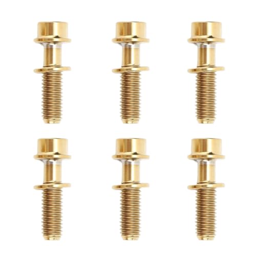 Zyklusstiel -Befestigungselemente 6pcs | Ti - basiertes Legierung M5x18mm mit Waschmaschine | Oxidation - Proof Mountain Cycling -Lenkerschrauben | Für Straßenzyklus/Motorrad / (Gold) von ZCZDHNA