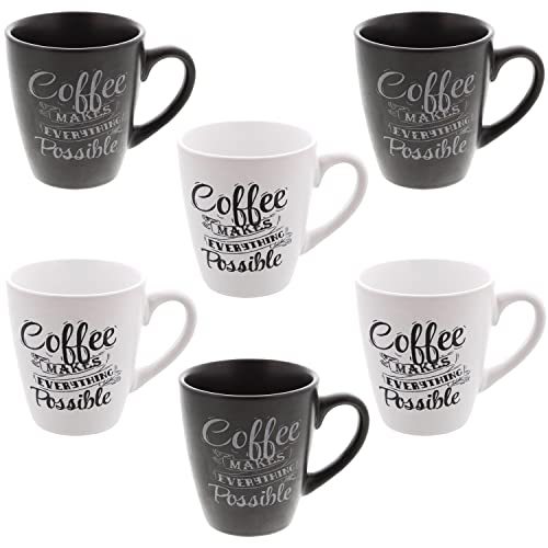 Kaffeebecher 6 Stück Coffee mit Aufschrift Possible Kaffeetassen 200ml aus Keramik Kaffee Becher Tassen 6er Set von ZD Trading