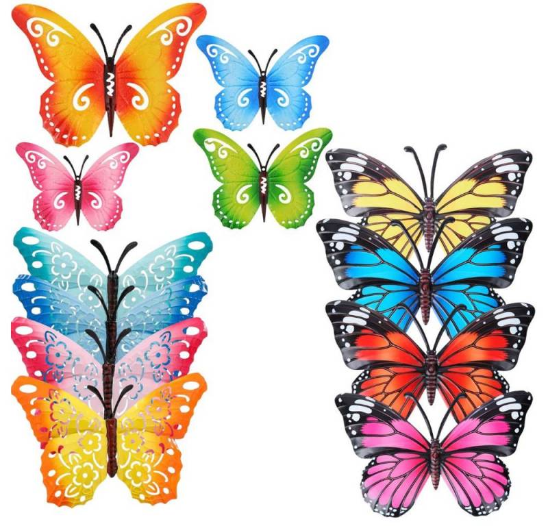 ZD Trading Haushaltshobel 4 x Deko Schmetterling Metall Wanddeko bunte Farben Wandschmuck 30 cm von ZD Trading