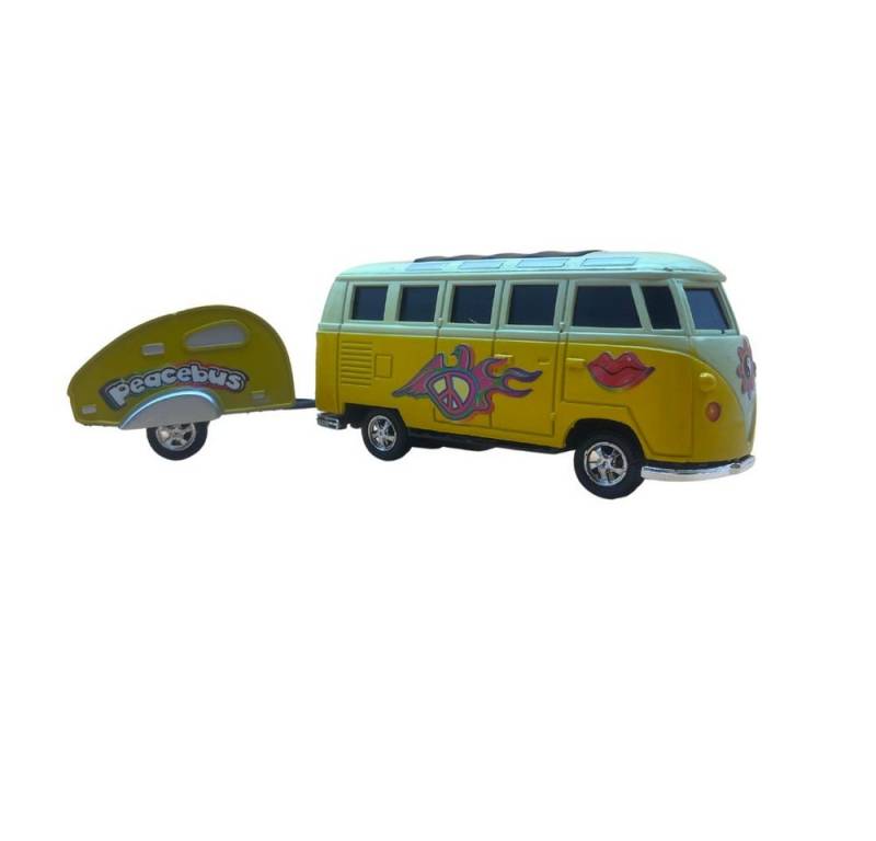 ZD Trading Haushaltshobel VW Bus Peacebus Caravan 1:43 Bus mit Wohnanhänger T Modell von ZD Trading