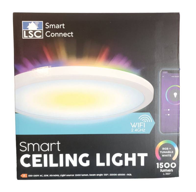 ZD Trading LED Deckenleuchte LSC Smart Connect Deckenlampe Dimmbares Weiß- und RGB-Licht APP, LED fest integriert, Tageslichtweiß, Bunt von ZD Trading