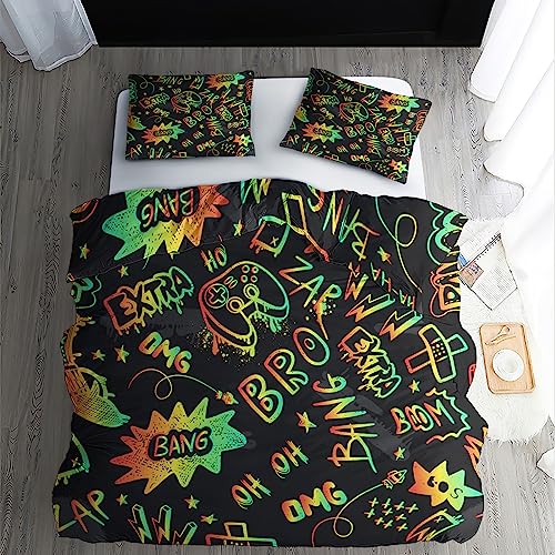 ZDABAOEC Bettwäsche Gaming 140x200, Gamer Wendebettwäsche, 110gsm Microfaser Bettbezug 2er Set, Weich Kuschelig Bügelfrei, 1 Kopfkissenbezug 70x90, mit Reißverschluss von ZDABAOEC