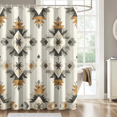 ZDABAOEC Duschvorhang Aztekisch Tribal, Duschvorhang 120 x 200 Western Boho, Antischimmel Waschbar Duschvorhänge mit 12 Bad Vorhang Haken, Polyester Badewannenvorhang von ZDABAOEC